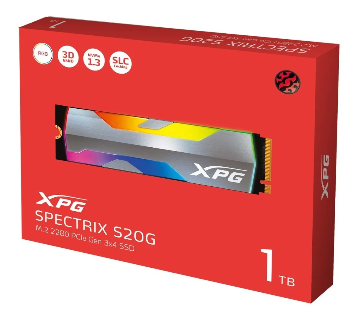 M.2 1TB ADATA SPECTRIX S20G RGB / PCIE GEN3X4 / LEC 2500MB/s, ESC 1800MB/s / ASPECTRIXS20G-1T-