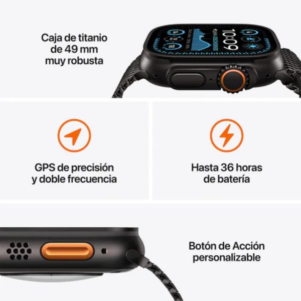 Apple Watch Ultra 2 GPS + Cellular 49mm Black Titanium Case with Black Trail Loop - S/M - Imagen 4