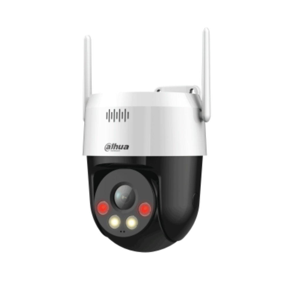 Cámara Dahua PT, foco fijo, Wifi,3MP, PT, IP66, IR hasta 10mts, AI Detección Humana y Vehículos, Patrullas (Preset Patrol), Auto seguimiento Humano y de Vehículos, Alarma por Sonido Anormal, Alarma de Sonido y de Luz, Smart Dual Light, Wifi 6, Audio bidireccional, Soporta Micro SD hasta 256GB, Gestión desde la App DMSS (Dahua)
