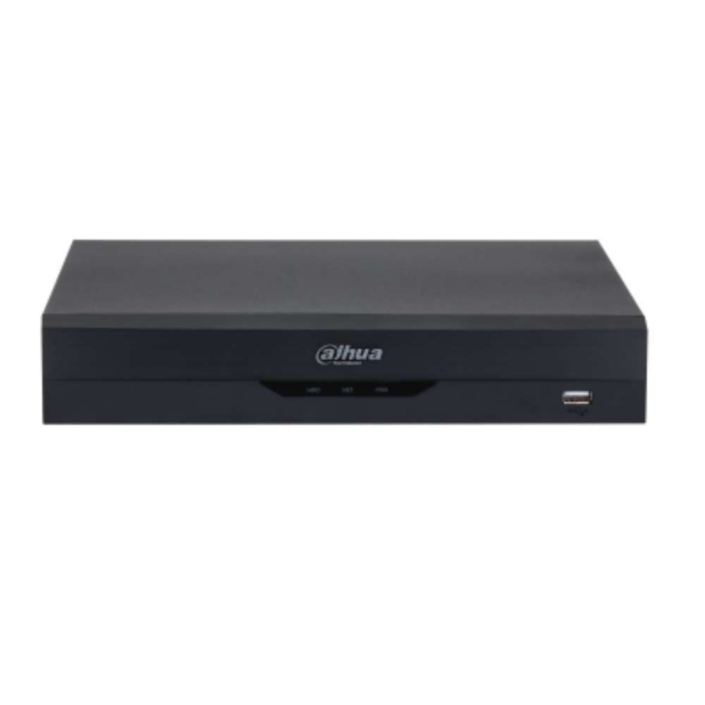 Grabador DVR Penta-brid 4 canales analógicos + hasta 6 IP (6 MP máx.)/ IA integrada AcuPick, Perimeter Protection, SMD Plus, Face Recognition, AI Codin/Compresión de video Smart H.265+, H.265, dual-stream/Conectividad adicional Cámaras Wi-Fi/ soporta hasta 10 TB/ 1 bahia/