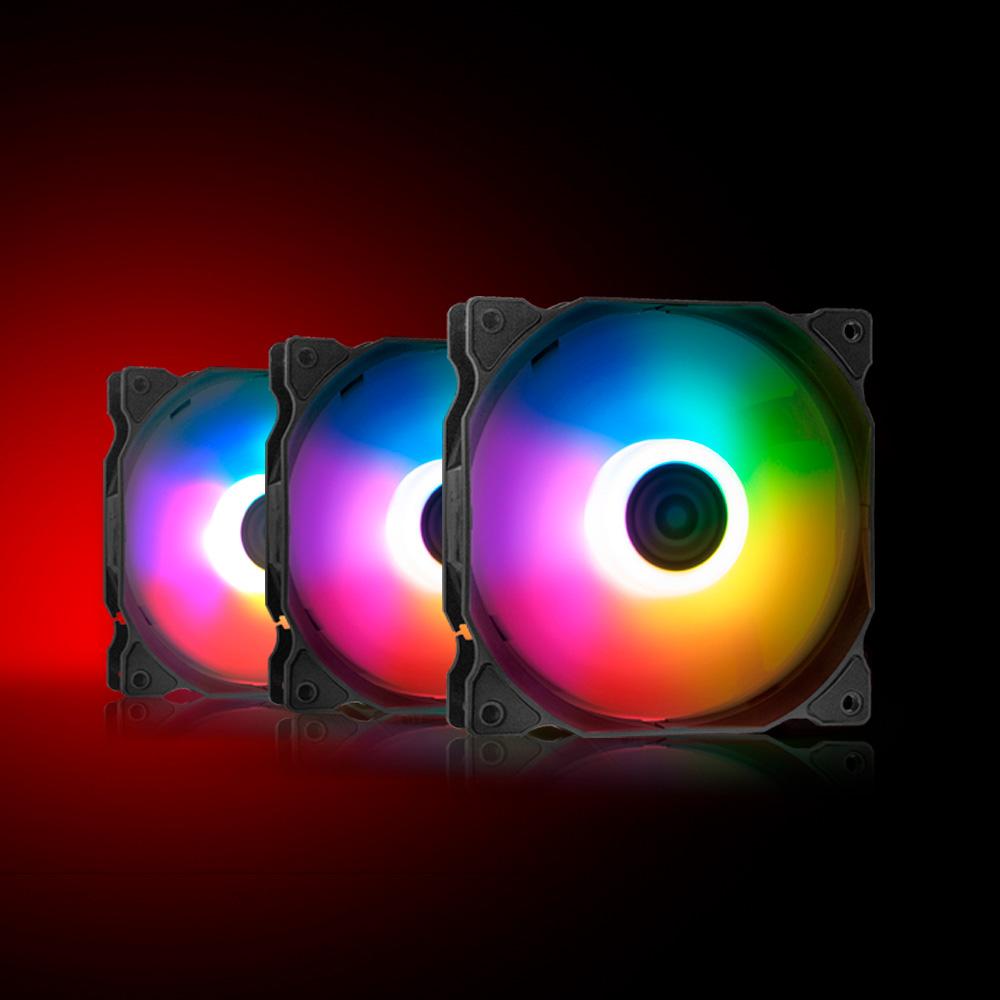 XPG VENTO Reverse 120 ARGB PWM 3 Pack, Black, Rifle Bearing, 120mm Fan, 4-Pin PWM, Speed: 300-1600 RPM, Max Air Flow: 65.33 CFM, Fan Noise: 24 dBA, 2 Years Warranty - Imagen 2