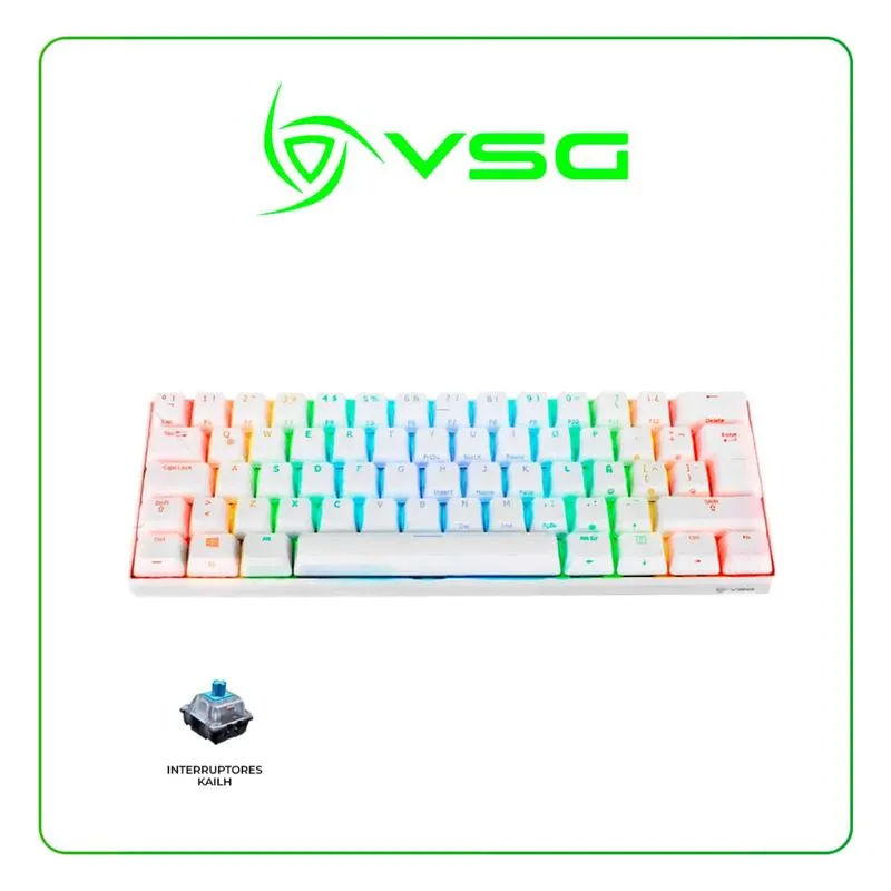 215291-800-800 Teclado Mecánico VSG Mintaka White 60% con Switches Kailh Azul – VG-KM981-WHT-BLU