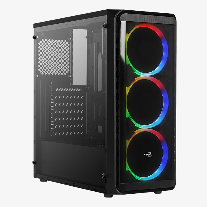 CAJA AEROCOOL SI-5200 TG RGB 120MM X 3 RGB / SI-5200 RGB FROST-G-BK-V1 / SIN FUENTE