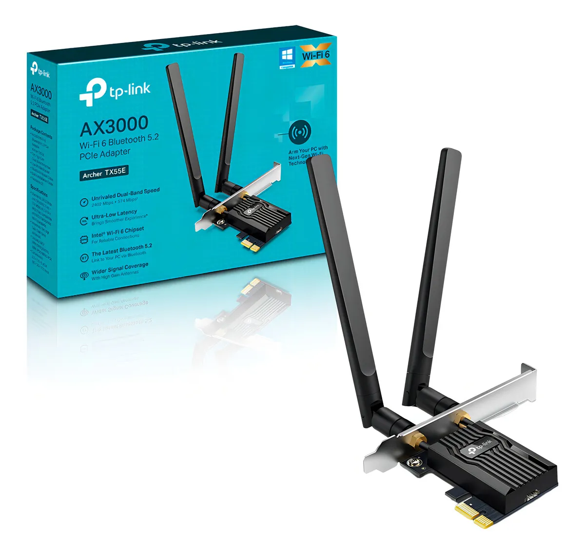 tarjeta de red inalámbrica tp‑link archer tx55e pcie — wi‑fi 6 + bluetooth 5.2 tarjeta de red inalámbrica tp‑link archer tx55e pcie — wi‑fi 6 + bluetooth 5.2