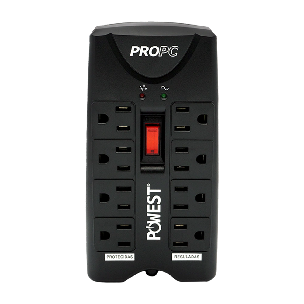 regulador powest 1000va 8 tomas propc1000 – protección estable regulador powest 1000va 8 tomas propc1000 – protección estable
