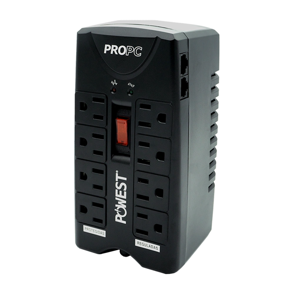 regulador powest 1000va 8 tomas propc1000 – protección estable regulador powest 1000va 8 tomas propc1000 – protección estable