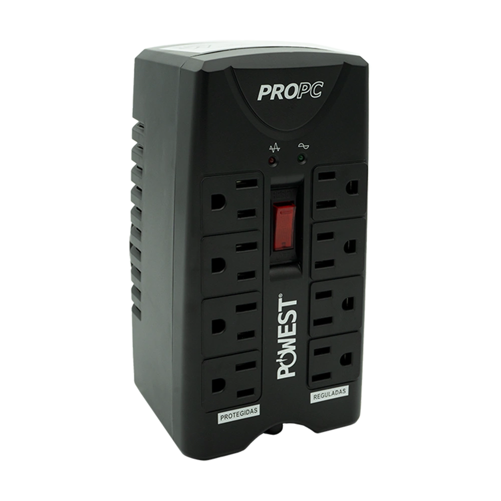 regulador powest 1000va 8 tomas propc1000 – protección estable regulador powest 1000va 8 tomas propc1000 – protección estable