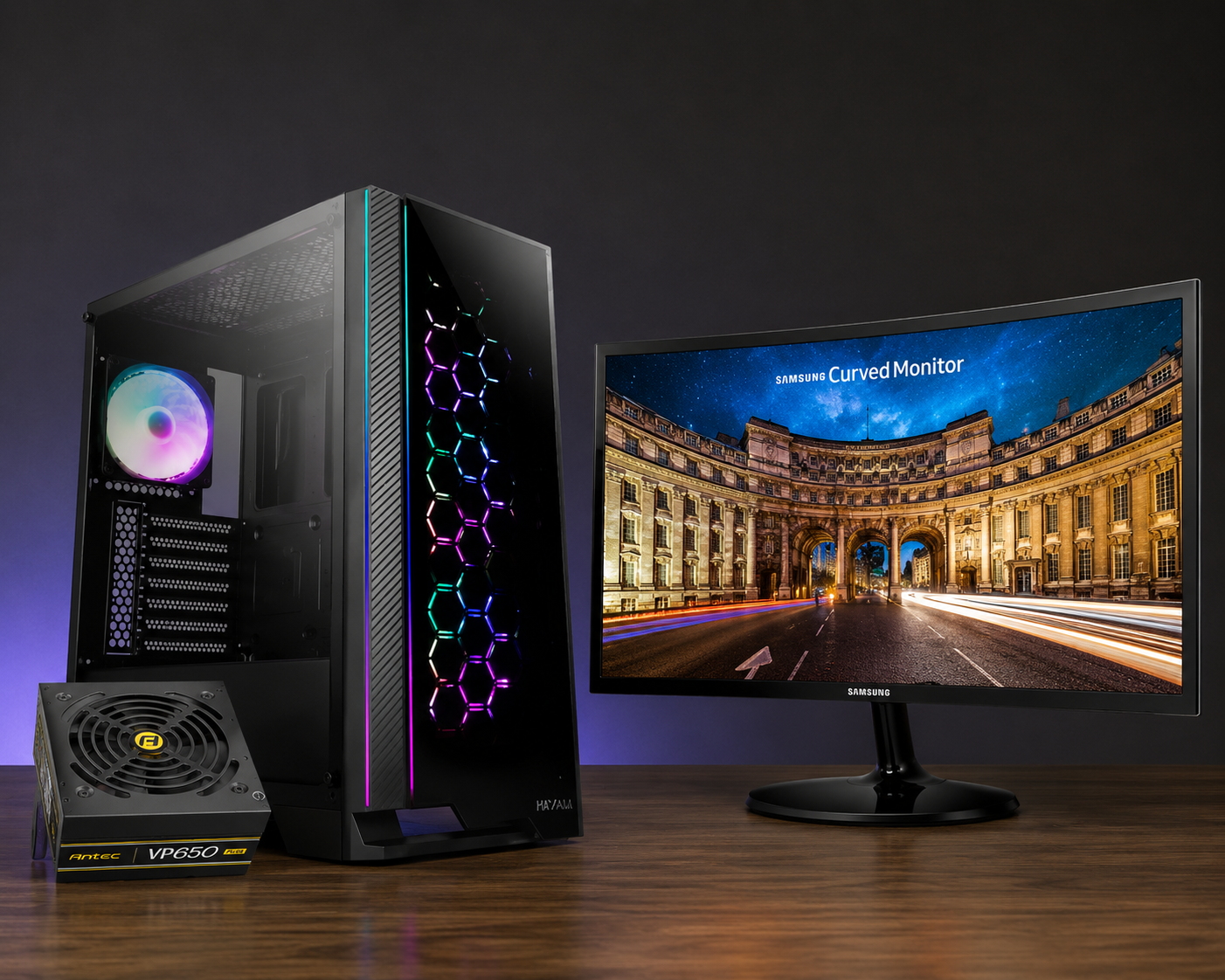 COMPUTADOR GAMER AMD RYZEN 5 5600G ANTEC MONITOR SAMSUNG 24" CURVO LC24F390 (1920X1080)