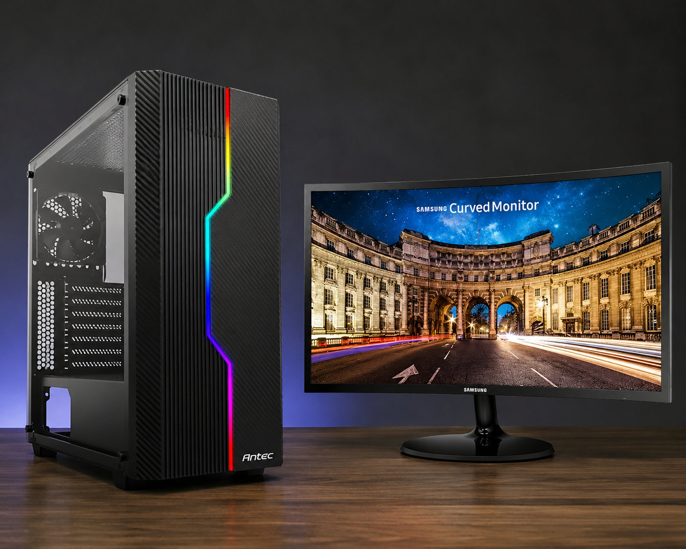 COMPUTADOR GAMER AMD RYZEN 3 3200G ANTEC MONITOR SAMSUNG 24"" CURVO LC24F390 (1920X1080)