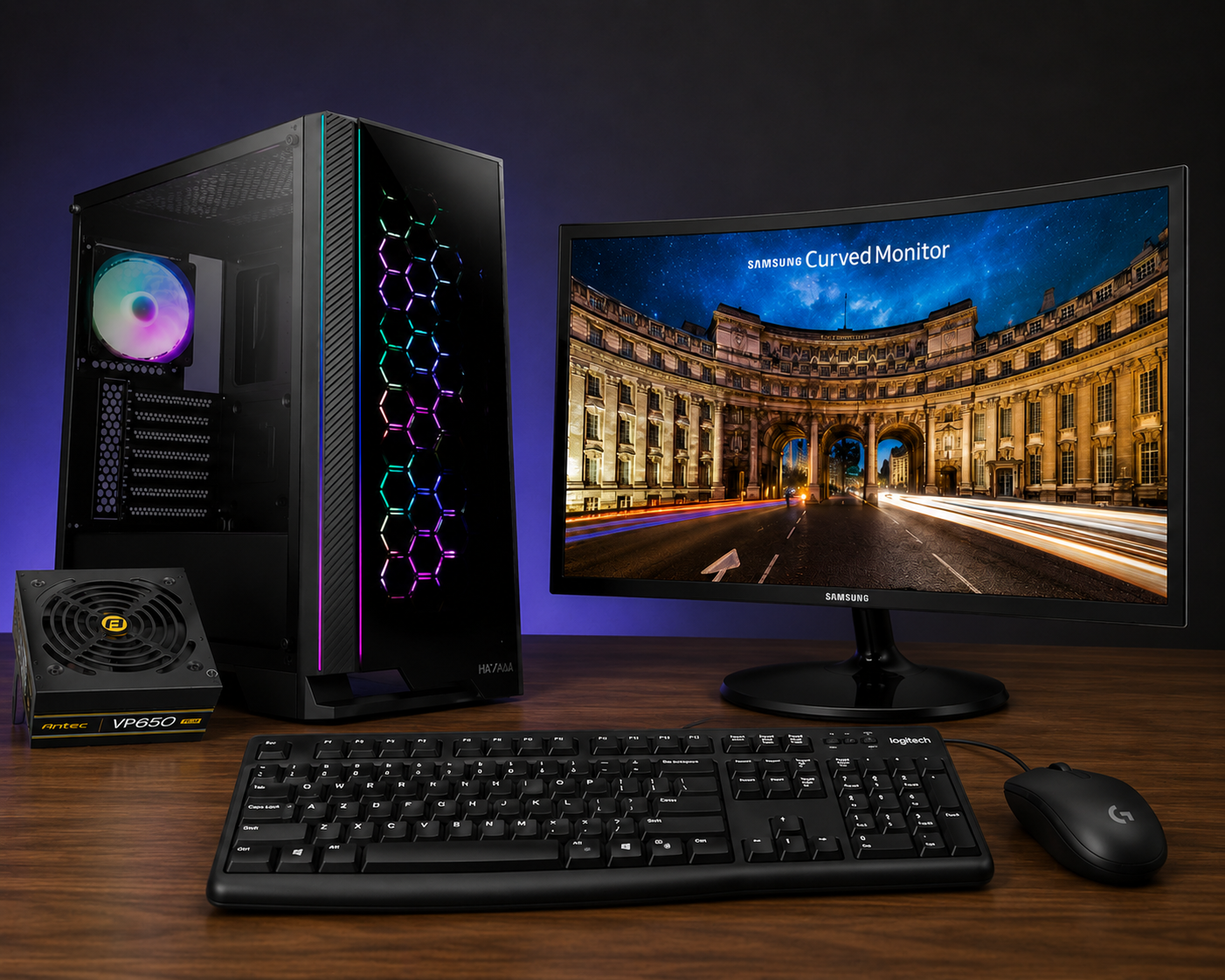 COMPUTADOR GAMER AMD RYZEN 5 3400G ANTEC •24"SAMSUNGLC24F390FHLXZPCURVO/4MS60HZ/1920X1080FHD/FreeSync