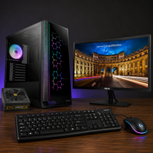 COMPUTADOR GAMER AMD RYZEN 5 5600GT ANTEC NVIDIA GEFORCE MSI RTX 5050 8GB GAMING 2X OC MONITOR SAMSUNG 24"" CURVO LC24F390 (1920X1080)