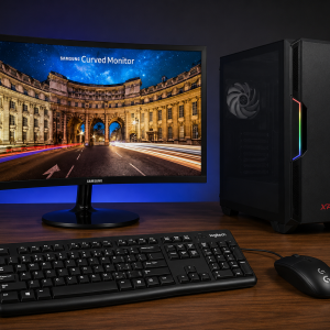 COMPUTADOR GAMER AMD RYZEN 5 4600G: XPG  MONITOR 24"SAMSUNG LC24F390FHLXZP CURVO / 4MS 60HZ / 1920X1080 FHD